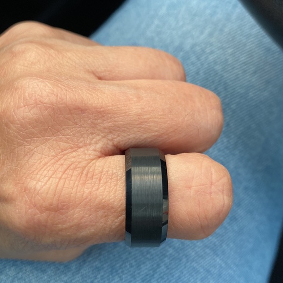 10MM BLACK TUNGSTEN WEDDING BAND - Picture 2 of 10